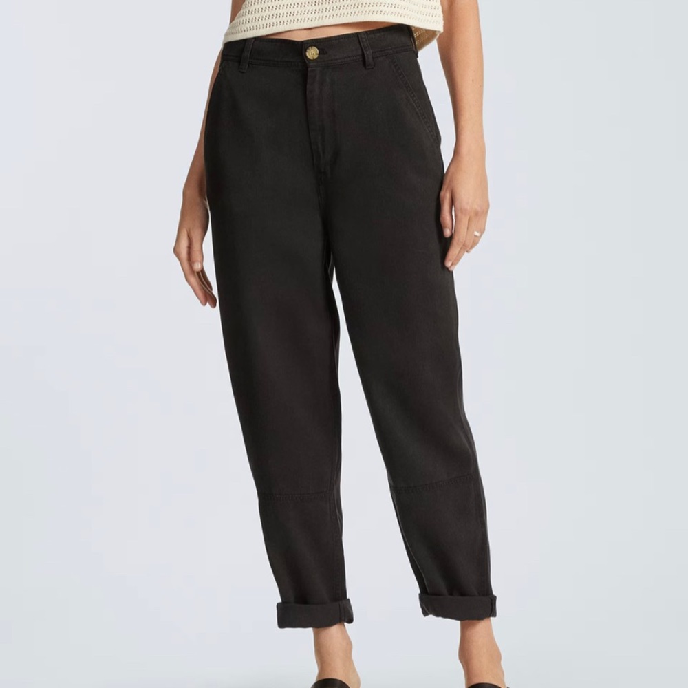 Everlane The Relaxed Chino TENCEL High Waisted Black Slouchy Pants Size 4 New